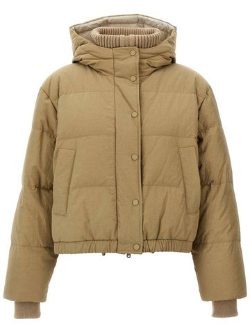 Brunello Cucinelli Hooded Knit Insert Down Jacket - BRUNELLO CUCINELLI - BALAAN 1