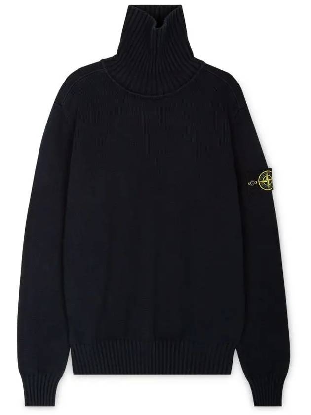 Wappen Patch Loose Fit Cotton Turtleneck Navy - STONE ISLAND - BALAAN 2