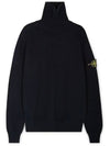 Wappen Patch Loose Fit Cotton Turtleneck Navy - STONE ISLAND - BALAAN 4