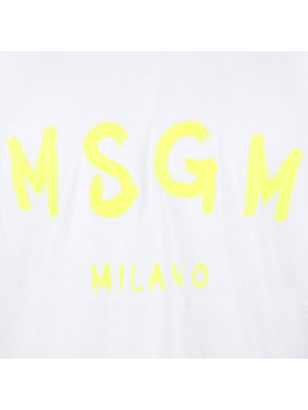 Milano Brushed Logo Print Short Sleeve T-Shirt White - MSGM - BALAAN 7