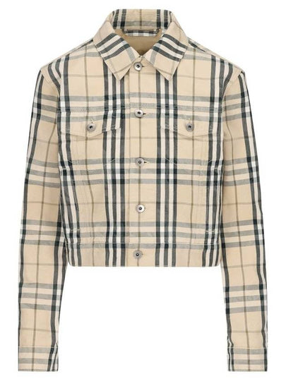 Check Cropped Denim Jacket Grain - BURBERRY - BALAAN 2