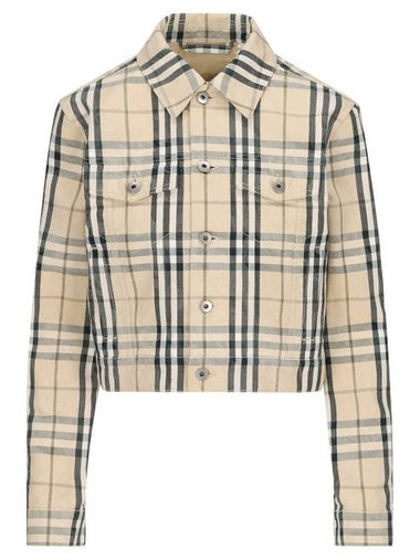 Check Cropped Denim Jacket Grain - BURBERRY - BALAAN 1