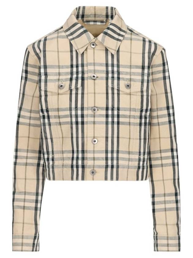 Check Cropped Denim Jacket Grain - BURBERRY - BALAAN 2