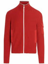 logo patch white zipper knit cardigan red - MONCLER - BALAAN 1