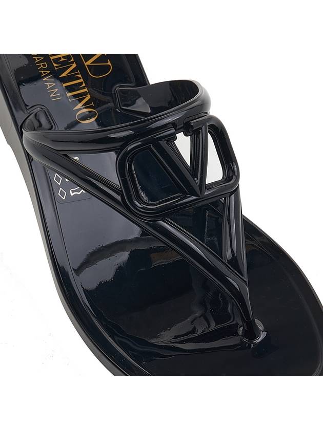 V Logo Signature Flip Flops Black - VALENTINO - BALAAN 9