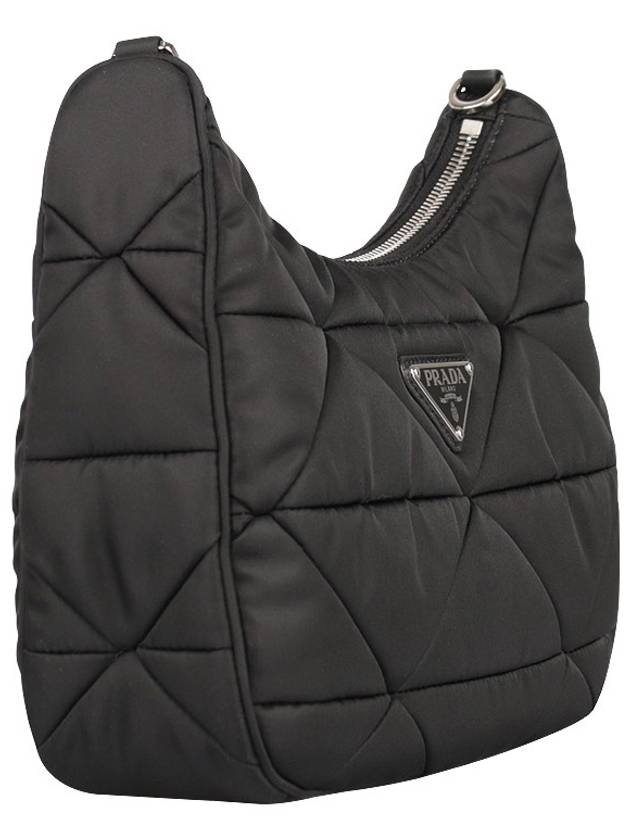 Triangle Logo Re-nylon Paddde Hobo Cross Bag Black - PRADA - BALAAN 5