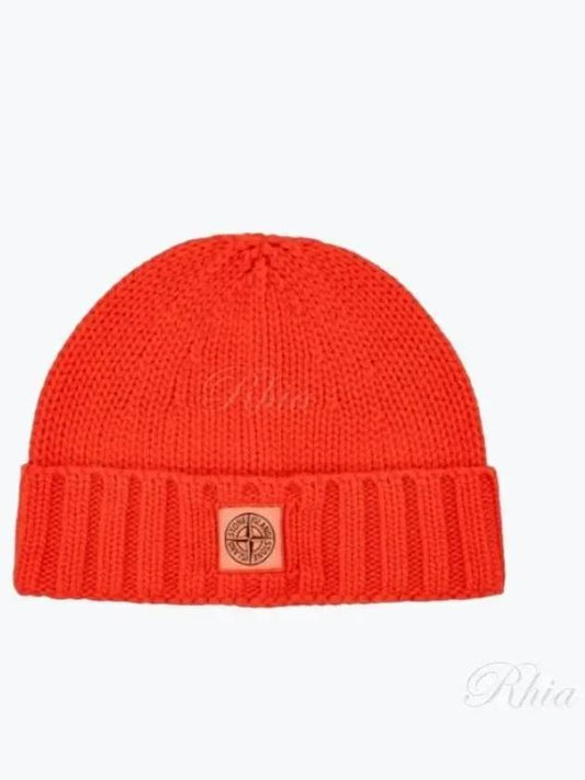 Logo Patch Wool Beanie Red - STONE ISLAND - BALAAN 2