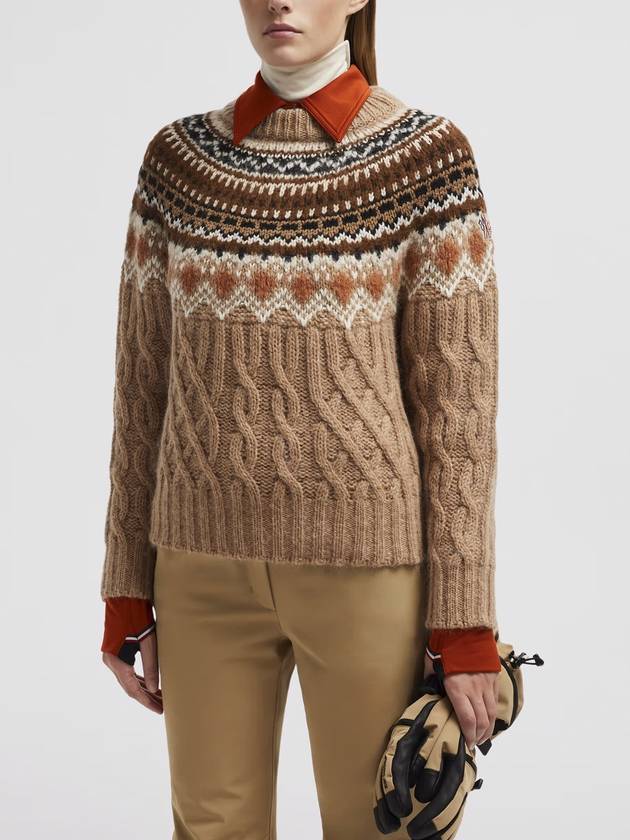 Wool mohair alpaca knit top beige - MONCLER - BALAAN 4