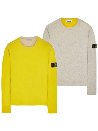 Reversible Long Sleeve TShirt Gray Yellow 7815505D1 - STONE ISLAND - BALAAN 1