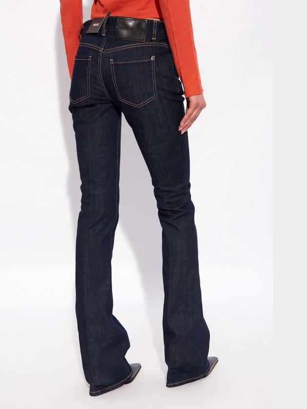 Women's Dark Rince Wash Medium Waist Flared Jeans Navy - DSQUARED2 - BALAAN 5