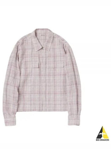 LINEN SILK CHECK ZIP BLOUSON white PURPLE A23SB01NC - AURALEE - BALAAN 1