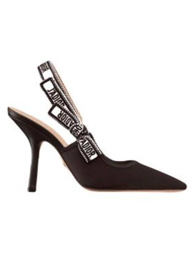 J'adior Embroidered Satin Cotton Slingback Heels Black - DIOR - BALAAN 1