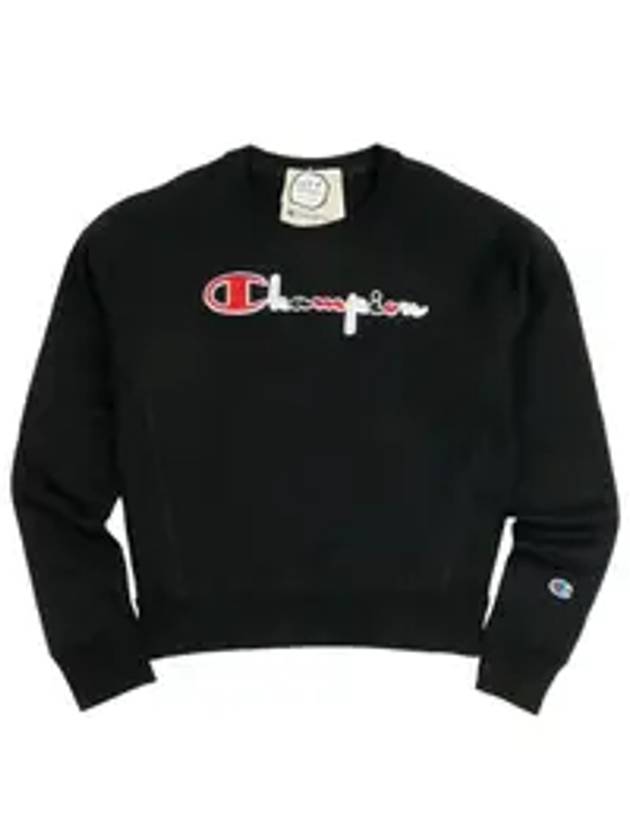 Reverse Weave 3 Color Script Logo Sweatshirt Black - CHAMPION - BALAAN 1