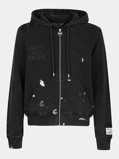 X Gallery Department Men's Logo Embroidery Painting Hood Zip Up Washed Black HOG006 - LANVIN - BALAAN 1