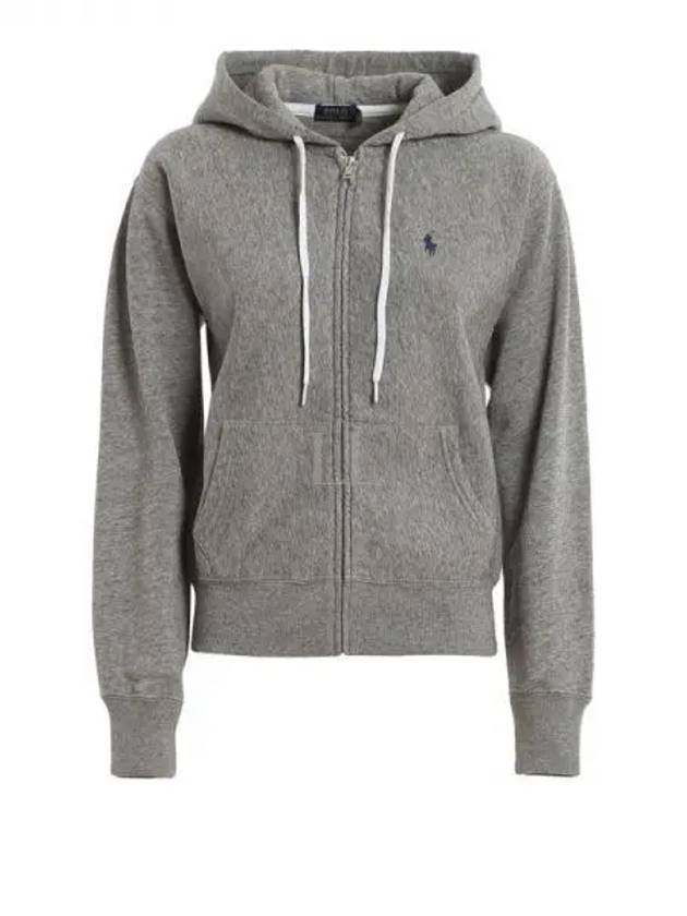 Embroidered Logo Zip Up Hoodie Grey - POLO RALPH LAUREN - BALAAN 2