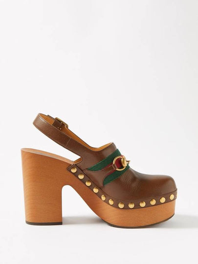 Horsebit Sandals Heel Brown - GUCCI - BALAAN 2