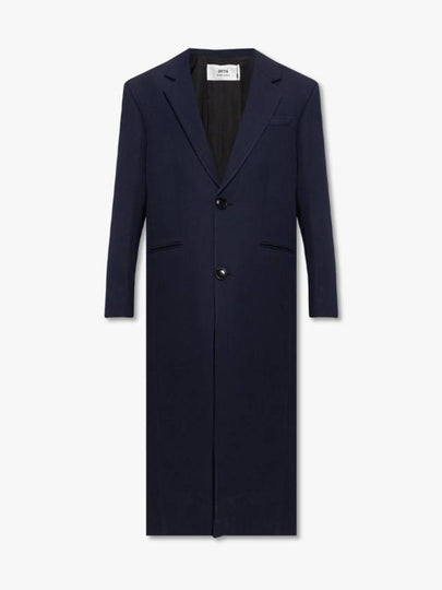 Tailored Wool Single Coat Dark Blue - AMI - BALAAN 2