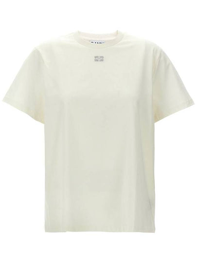 Logo Cotton Short Sleeve T-Shirt White - GANNI - BALAAN 2