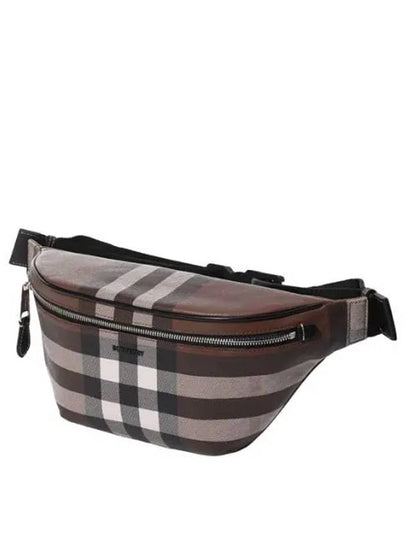 Checked Leather Bum Belt Bag Dark Birch Brown - BURBERRY - BALAAN 2