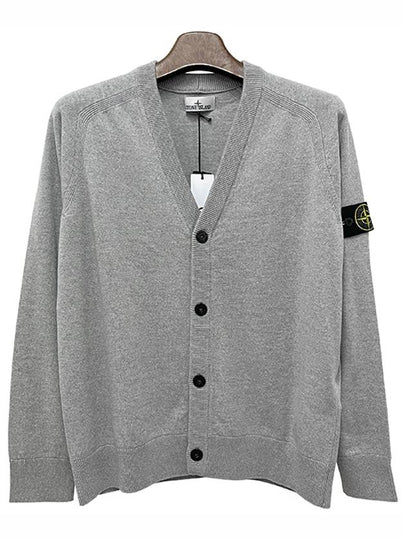 Wappen Patch V-Neck Cardigan Grey - STONE ISLAND - BALAAN 2