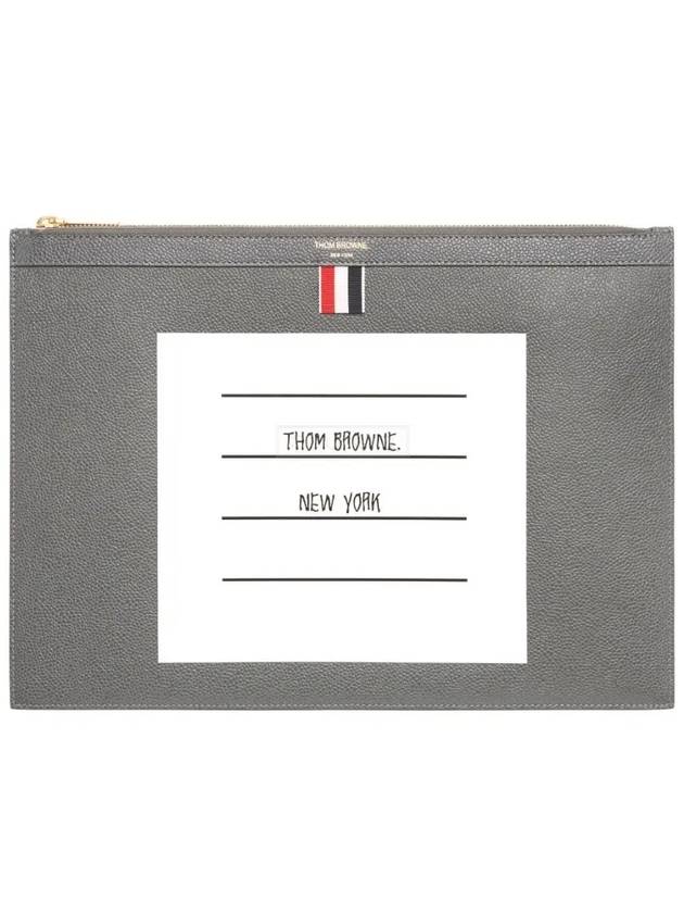 Pebble Document Medium Clutch Bag Grey - THOM BROWNE - BALAAN 2