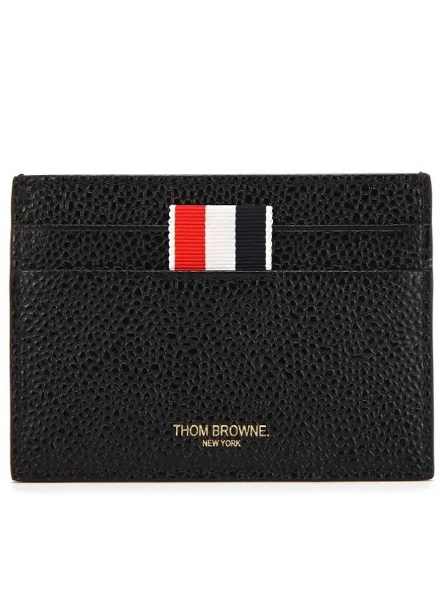 Stripe Note Compartment Pebble Grain Leather Card Wallet Black - THOM BROWNE - BALAAN 2