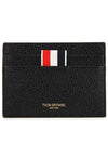 Stripe Note Compartment Pebble Grain Leather Card Wallet Black - THOM BROWNE - BALAAN 3