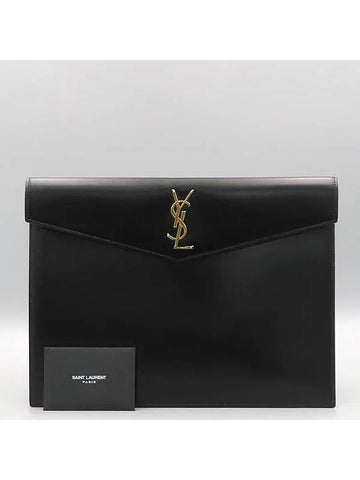 635171 03P0J 1000 Black Color Unbelted Uptown Large Clutch Bag - SAINT LAURENT - BALAAN 1