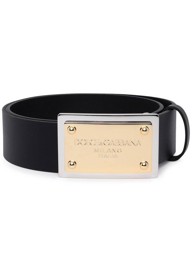 Men's Logo Buckle Leather Belt Black - DOLCE&GABBANA - BALAAN 1