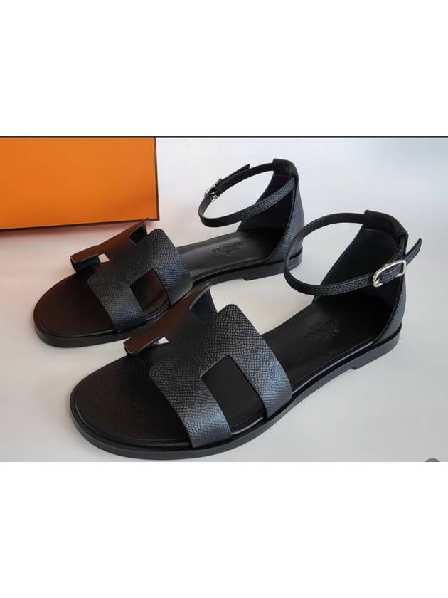 Santorini Women's Sandals Black Apsong Leather H182138Z - HERMES - BALAAN 5