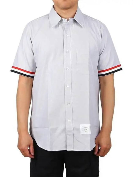 Men's Pincode Armband Short Sleeve Shirt Grey - THOM BROWNE - BALAAN 2