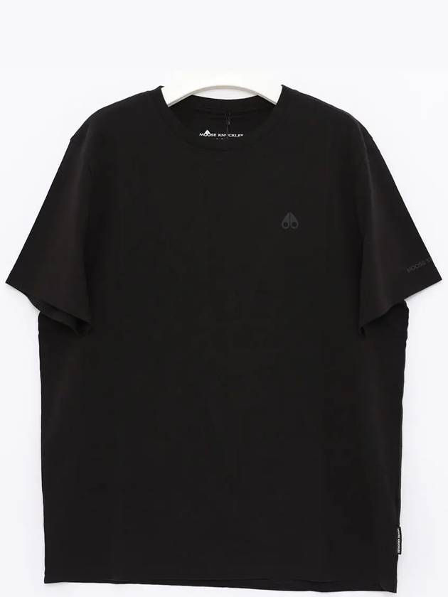 Satellite Logo Detail Crew Neck Short Sleeve T-Shirt Black - MOOSE KNUCKLES - BALAAN 2