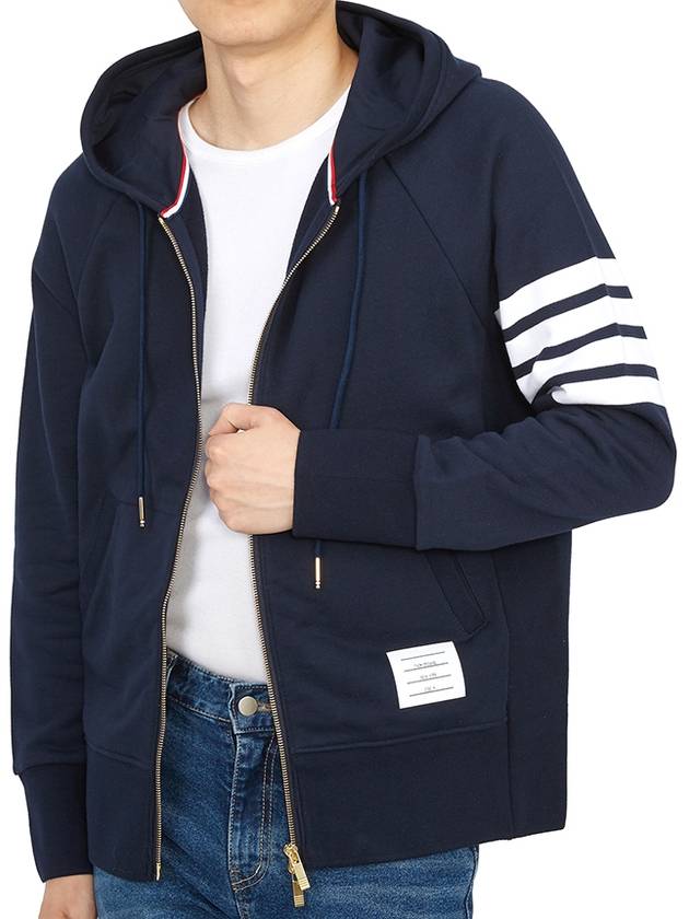 Engineered 4 Bar Diagonal Zip Up Hoodie Navy - THOM BROWNE - BALAAN 7