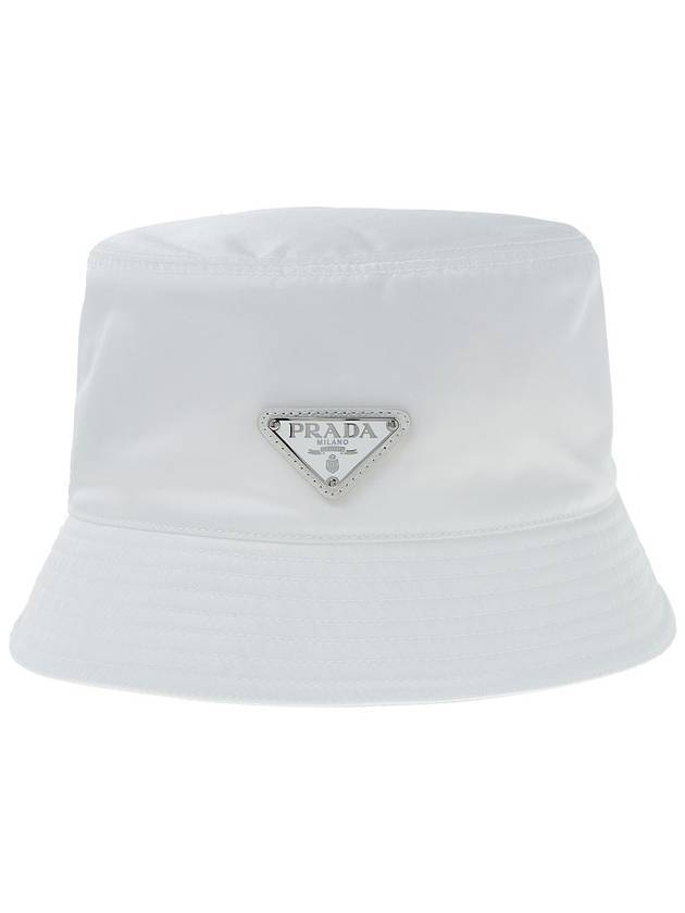 Re-Nylon Triangle Logo Bucket Hat White - PRADA - BALAAN 1