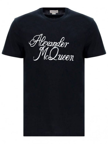 Signature Logo Short Sleeve T-Shirt Black - ALEXANDER MCQUEEN - BALAAN 1