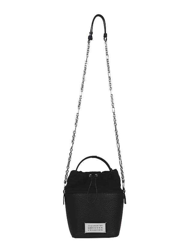 5AC Number Logo Texture Leather Bucket Bag Black - MAISON MARGIELA - BALAAN 5