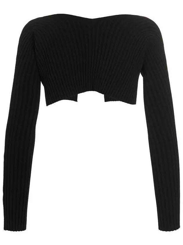 La Maille Pralu Micro Charm Logo Cardigan Black - JACQUEMUS - BALAAN 4