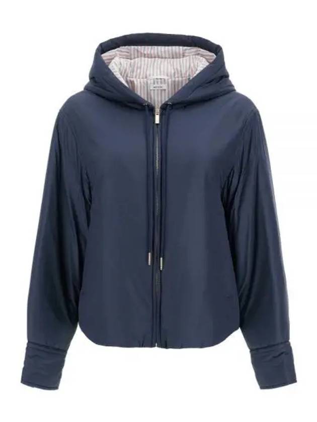 Ultra Light Nylon Tech Down Hooded Zip Up Blue - THOM BROWNE - BALAAN 2