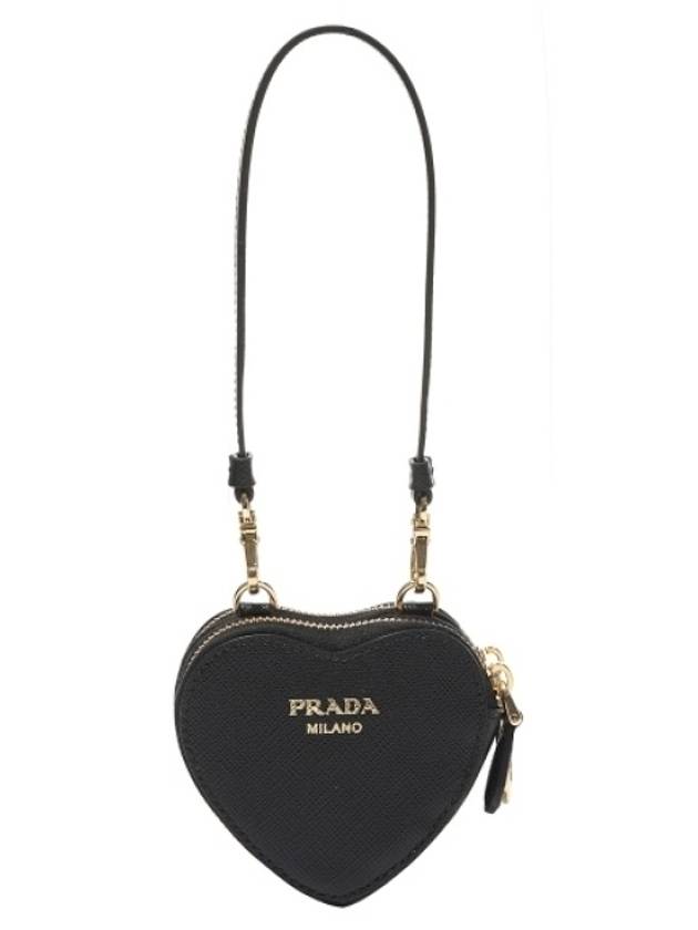 Heart Saffiano Mini Pouch Bag Black - PRADA - BALAAN 3