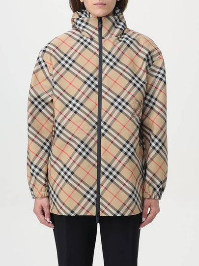 Check Patterned Zip-Up Jacket Beige - BURBERRY - BALAAN 2