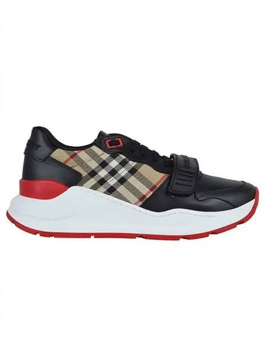 Vintage Check Leather Low Top Sneakers Black - BURBERRY - BALAAN 2