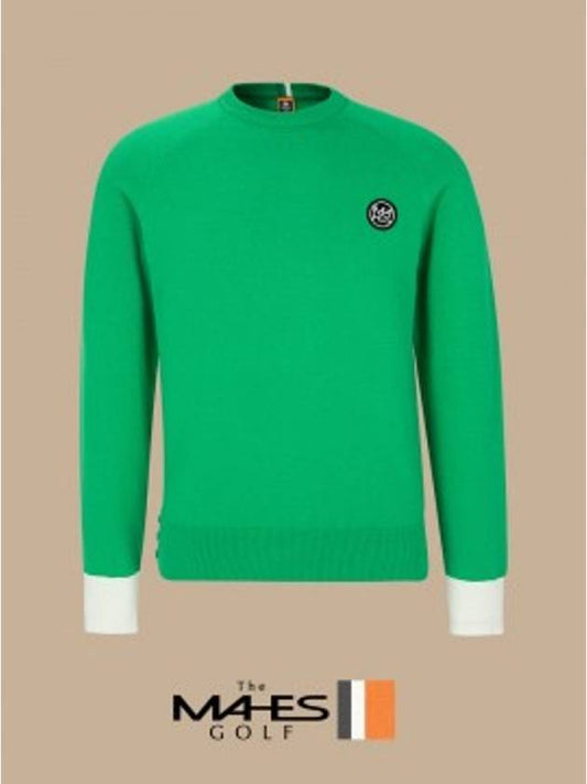 Logo Knit Sweater Green Orange Label Homme Coral Green Swing Knit GN30326 - MAHES - BALAAN 1