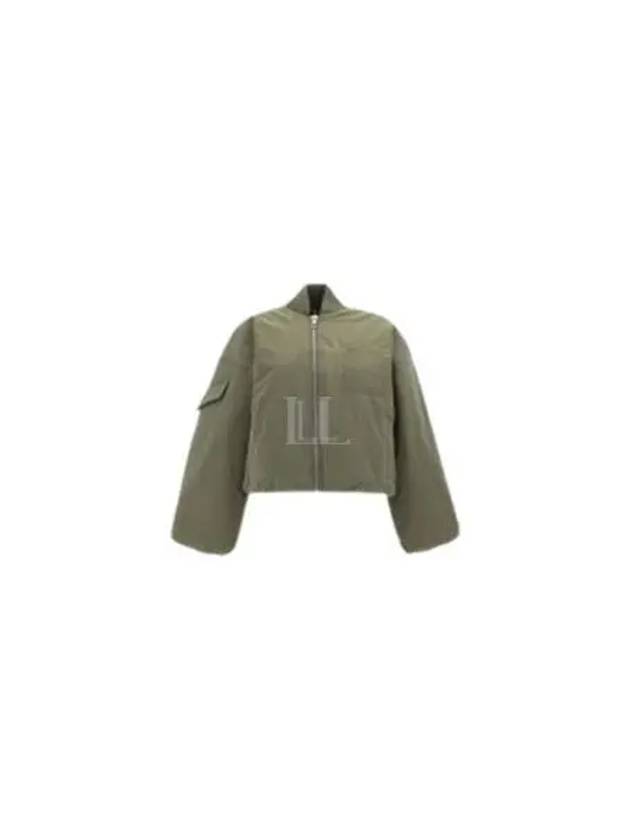 Drop Oversized Zipper Twill Bomber Jacket Kalamata - GANNI - BALAAN 2