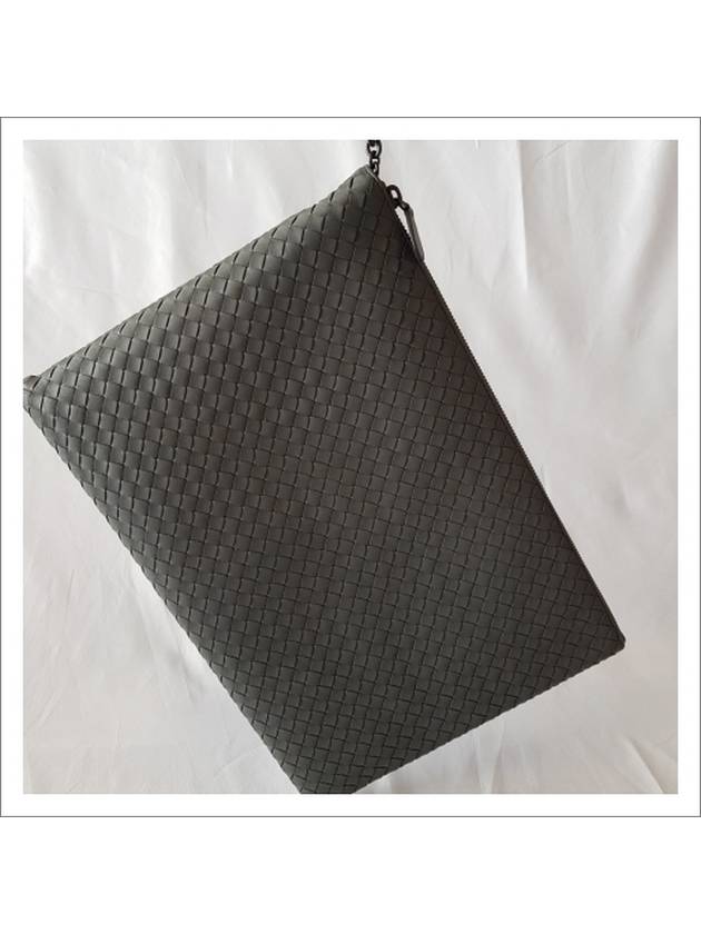 Intrecciato Strap Clutch Bag Grey - BOTTEGA VENETA - BALAAN 9