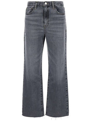 Grey Straight Five Pocket Jeans In Denim Woman - FRAME - BALAAN 1