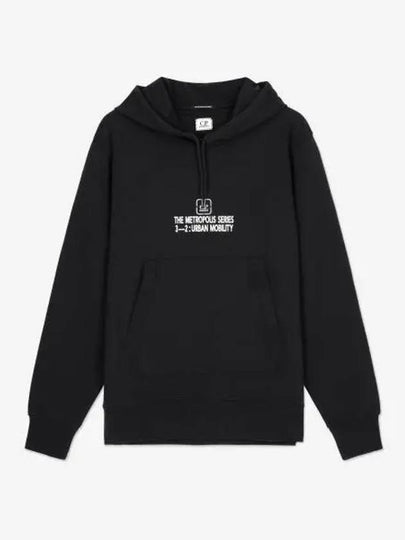 Metropolis Series Stretch Fleece Graphic Hoodie Navy - CP COMPANY - BALAAN 2