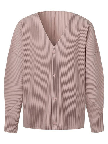 V neck long sleeve pleated cardigan light pink - MONPLISSE - BALAAN 1