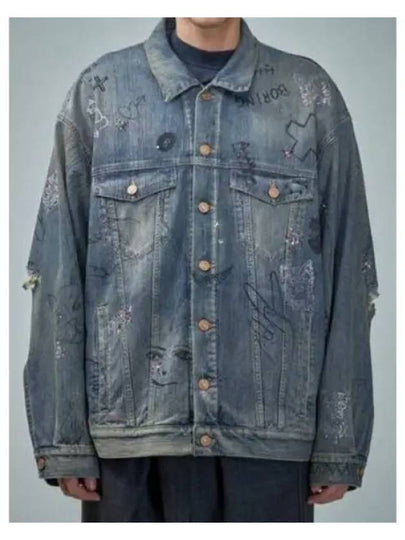 Graffiti Denim Jacket Blue - BALENCIAGA - BALAAN 2