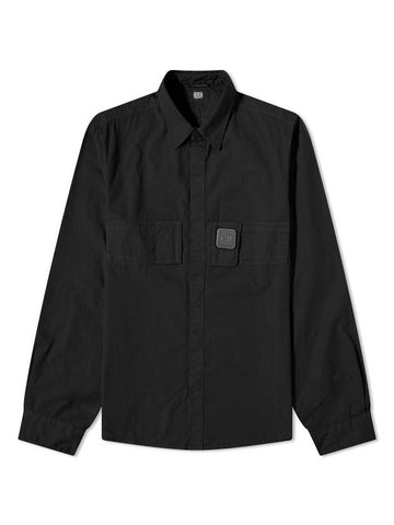 Men's Lens Waffen Gabadin Long Sleeve Shirt Black - CP COMPANY - BALAAN.