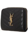 Cassandra Quilting Around Half Wallet Black - SAINT LAURENT - BALAAN 3